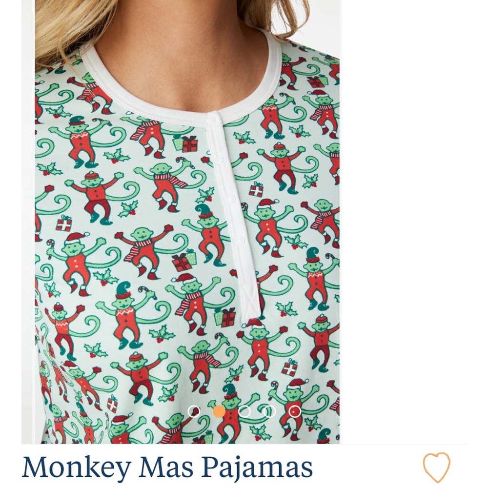 COPY - Roller Rabbit Christmas Pjs. Mint Merry Monkey 2023